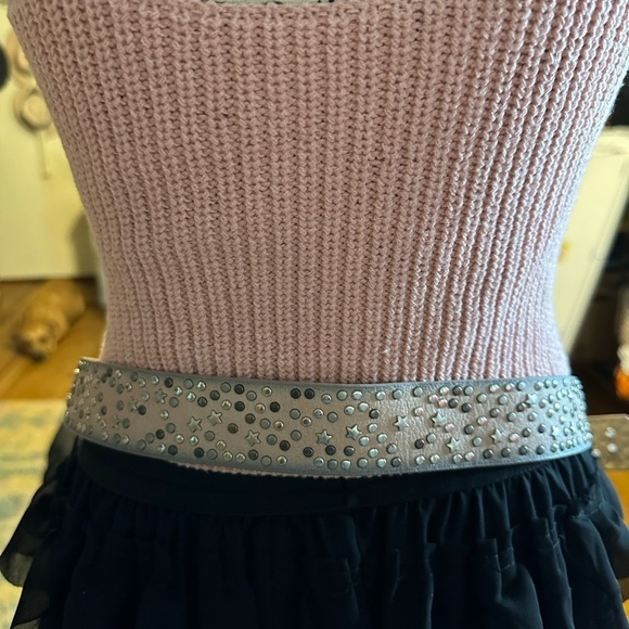 Pale bLush pink studded belt. 41.33 inches long main image 4